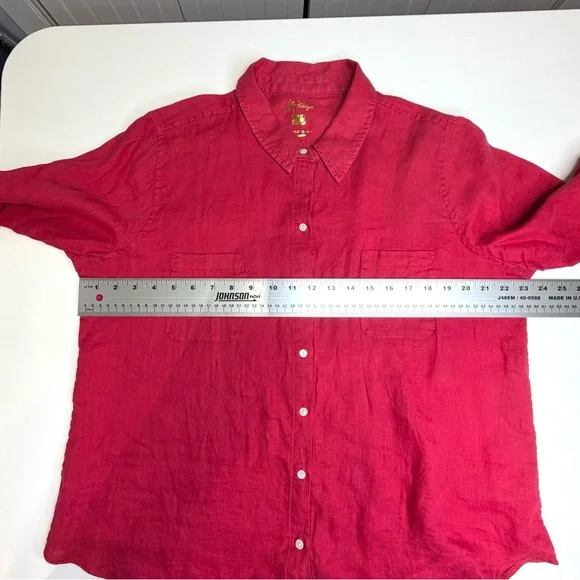 Lilly Pulitzer Women's Red Linen, Long Sleeve Shirt, size XL, like new! - Picture 5 of 7